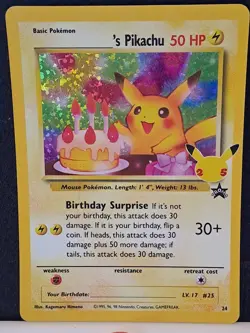 Pokemon TCG Birthday Pikachu CELEBRATIONS Black Star Promo #24 NM/MT - Image 3