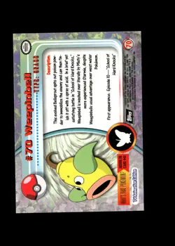 Weepinbell : 1999 Topps Pokemon TV Animation Black Logo Card #70 + FREE Ship - Image 2