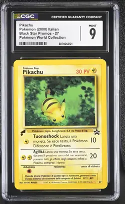 CGC 9 MINT Pikachu Italian Black Star Promo 27 World Collection Pokemon Card - Image 1