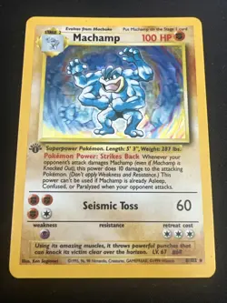 1999 Base Set Vintage Pokemon 2 Card Lot: Holo 1st Edition Machamp & Magneton - Image 4
