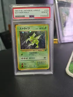1997 Pokemon Japanese Jungle Scyther Holo #123 PSA 10 Gem Mint - Image 1