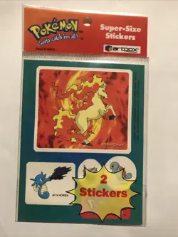 1998 POKEMON ARTBOX Sticker sheets RAPIDASH Super Size SQUIRTLE PIKACHU SEALED - Image 1