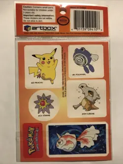 1998 POKEMON ARTBOX Sticker sheets RAPIDASH Super Size SQUIRTLE PIKACHU SEALED - Image 2
