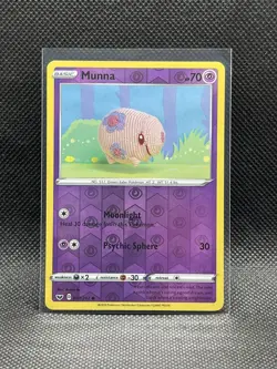 Pokemon TCG Sword & Shield Base Set Reverse Holo Munna 087/202 - Image 1
