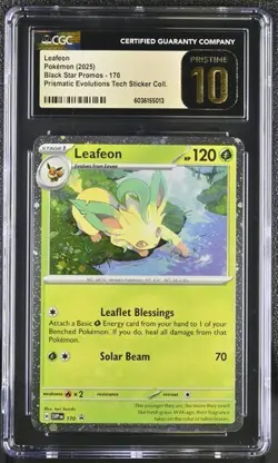 POKEMON CGC PRISTINE 10 LEAFEON COSMOS HOLO 170 PRISMATIC EVOLUTIONS - Image 1