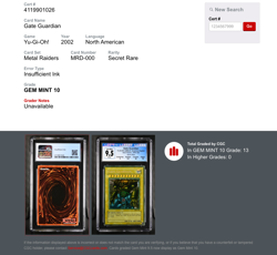 CGC 9.5 = 10 GEM MINT Gate Guardian MRD-000 Secret Rare MAX FADED Yugioh - Image 5