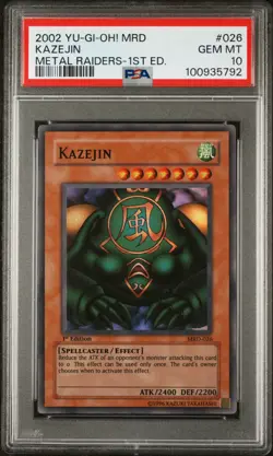 Yu-Gi-Oh! 2002 MRD-Metal Raiders 1st Edition #026 Kazejin PSA 10 - Image 1