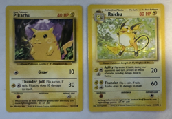 Pikachu 58/102 & Raichu 14/102 Lot Of 2 Base set Pokemon Cards Vintage LP - Image 1