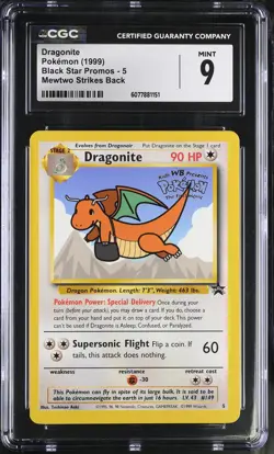 CGC 9 MINT Dragonite Black Star Promo WB Movie 5 Pokemon Card - Image 1