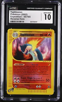 CGC 10 GEM MINT Typhlosion 2002 Expedition 65/165 Reverse Holo Pokemon Card - Image 1