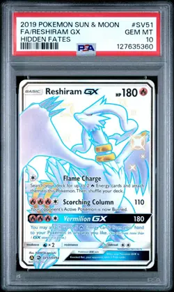 PSA 10 GEM MINT Reshiram GX SV51/SV94 Hidden Fates Holo Pokemon Card - Image 1