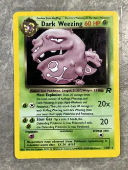 Dark Weezing 14/82 Pokemon TCG Team Rocket Holo Rare Card (Moderate Play) MP 1 - Image 1
