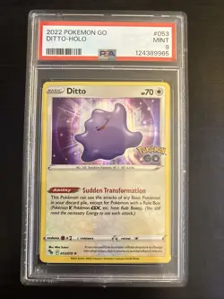 Pokemon TCG Ditto Holo Rare Card 2022 Pokemon Go #053/078 PSA 9 - Image 1