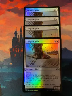 MTG Tarkir Dragonstorm Tempest Hawk Foil x 4 - Image 1