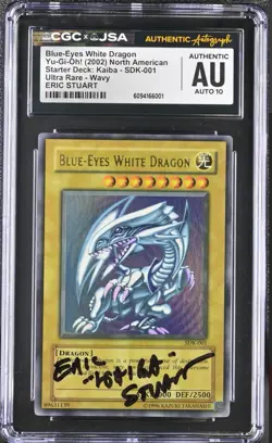 Yugioh CGC WAVY Blue-Eyes White Dragon SDK001 Signed Eric Kaiba Stuart Authentic - Image 1