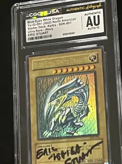 Yugioh CGC WAVY Blue-Eyes White Dragon SDK001 Signed Eric Kaiba Stuart Authentic - Image 3