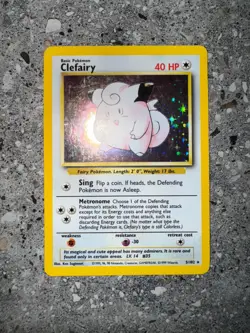 Pokemon TCG Cards Clefairy 5/102 Base Set Holo Rare LP - Image 3