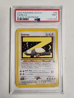 PSA 9 MINT Pokemon League Snorlax Z # 49 WOTC Black Star Promo Card 2002 - Image 1