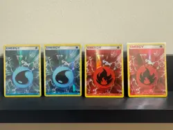 Fire Energy 106/110 and Water Energy 107/110 Holon Phantoms Holo 4 Card Lot - Image 1