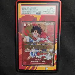 One Piece Card 2022 Super Pre-Release Winner P-001 Monkey D. Luffy PSA 10 - Image 2