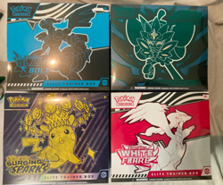 Pokemon Scarlet & Violet White Flair, Black Bolt, Surging ETB (Lot of 4 Sealed) - Image 1