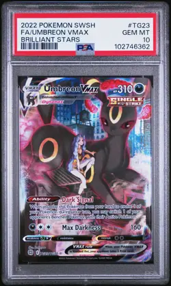2022 POKEMON SWORD & SHIELD BRILLIANT STARS #TG23 FULL ART/UMBREON VMAX PSA 10 - Image 1