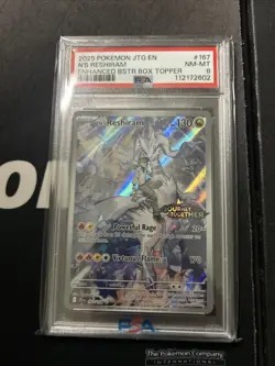 Pokemon 2025 Journey Together #167 N's Reshiram Enhanced Battle Box Topper PSA 8 - Image 1