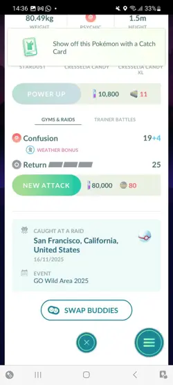 Pokemon Go Shiny Legendary Cresselia ( Background) ( Purified) ( High CP) - Image 2