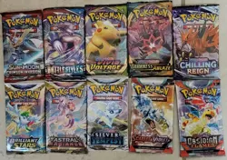 10x Pokemon Booster Pack Lot Mixed Sealed English Sword & Shield Scarlet Violet - Image 1