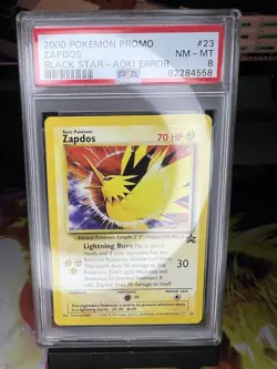 Zapdos Black Star Promo Aioki Error Pokemon Card PSA 8 - Image 1