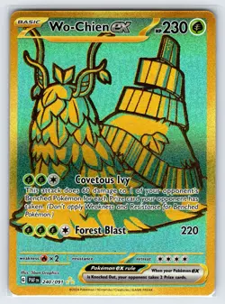 Wo-Chien ex 240/091 2024 Paldean Fates Pokemon Card Gold Hyper Rare Holo - Nm - Image 1