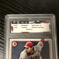 2018 Bowman PAPER Shohei Ohtani Player Rookie Card AGC 10 GEM MINT - Image 3