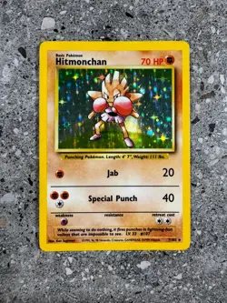 Pokemon TCG Cards Hitmonchan 7/102 Base Set Holo Rare LP-MP - Image 1
