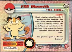 MEOWTH #52, Series 1 - 2000, Topps TV Animation Edition Chrome Pokemon Card - Image 4