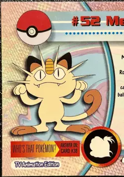 MEOWTH #52, Series 1 - 2000, Topps TV Animation Edition Chrome Pokemon Card - Image 5
