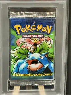 1999 Pokemon PSA 9 Base Set Black Triangle Error Thick Font Sealed Pack! - Image 2