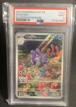 PSA 9 Wugtrio Illustration Rare #224 2024 Pokemon Paf En-Paldean Fates - Image 1