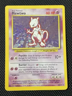 Mewtwo 10/102 Pokemon TCG 1999 Base Set Holo Unlimited Rare - Image 1