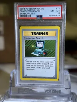 1999 Pokemon Game Computer Search #71 Shadowless PSA 8 - Image 1