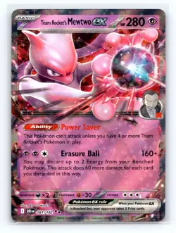 Pokemon TCG Team Rocket's Mewtwo ex 081/182 Destined Rivals Double Rare A - Image 1