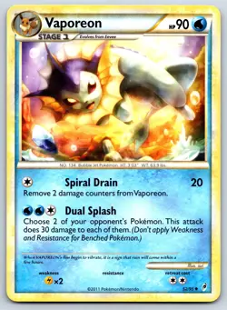 Vaporeon - Call of Legends 52/95 Vintage sui Pokemon TCG Card LP - Image 1