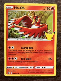HOLO Ho-Oh 001/025 - 2021 Pokemon Celebrations Rare Card - CLEAN NM - Image 1