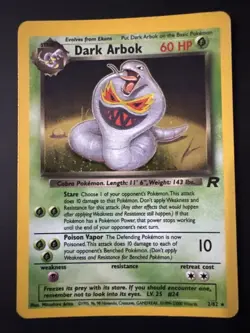 1999 Pokemon Team Rocket Dark Arbok Holo DATE ERROR CARD #2/82 - Image 1