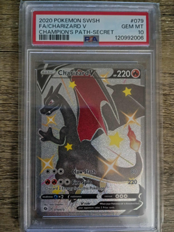 Charizard V (Secret) 79/73 Champions Path Pokemon Card PSA 10 - Image 1