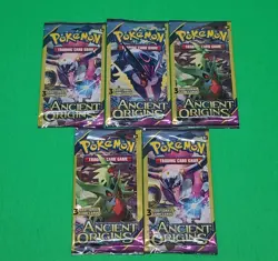 5x 2015 POKEMON XY ANCIENT ORIGINS 3 Card Mini Booster Pack Sealed M Rayquaza - Image 1