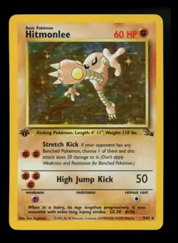 1st Edition Hitmonlee 7/62 Fossil 1999 Holo Rare WOTC Pokemon Card TCG - Image 1