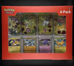 Pokemon TCG S&V 151 Mini Tin 4 Pack + 4 Promo Cards SEALED SAMS CLUB EXCLUSIVE - Image 1