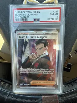 Pokemon TCG Destined Rivals Team Rockets Giovanni Card 225/182 PSA NM-MT8 - Image 1