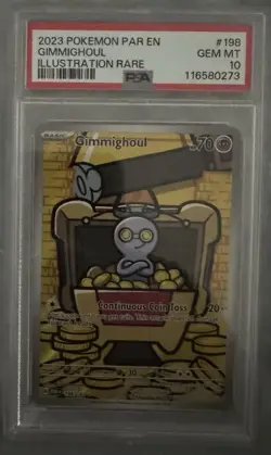 2023 POKEMON PAR EN-PARADOX RIFT ILLUSTRATION RARE #198 GIMMIGHOUL PSA 10 - Image 3