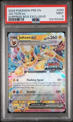 JOLTEON EX #030 STAMP SURPRISE BOX PROMO 2025 POKEMON PRISMATIC EVOLUTIONS PSA 9 - Image 1